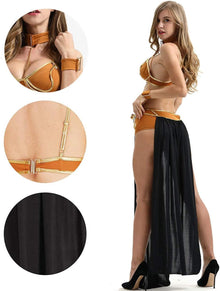 Women's Halloween Cosplay Clothing, Sexy Costume Princess Slave Miss Manners Uniform, Princess Leia Captive Adult Costume Black M Black M