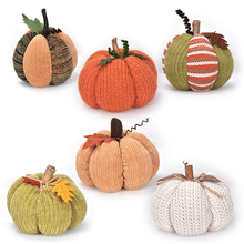Handmade Knitted Fabric Pumpkin Ornament, Fall Harvest Decorative Pumpkin, Stuffed Polyester Artificial Pumpkin for Thanksgiving Halloween Autumn Home Table Centerpiece（Orange）()