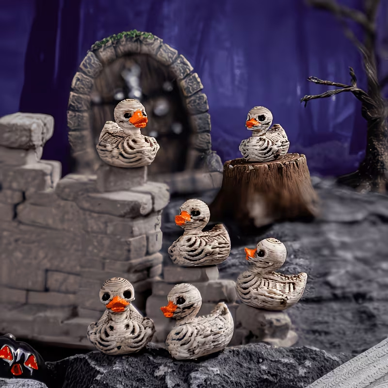 Halloween Skull Duck Resin Ornaments, Halloween Party Desktop Miniatures Decoration Gift