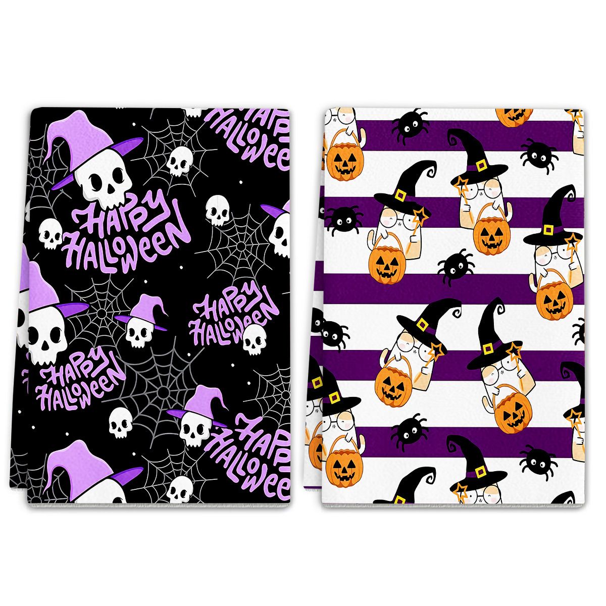 Two-piece set Halloween Towels, Kitchen Cloths, Reusable Kitchen Dishcloths - Ultra Absorbent Dish Towels for Washing Dishes 66*54cm