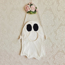 Halloween Ghost Candy Treat Bag for Kids, DIY Adjustable Crossbody Storage Pouch, Cute Ghost Trick‑or‑Treat Sling Bag for Halloween Party, Off‑white