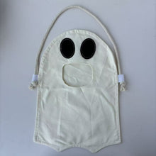 Halloween Ghost Candy Treat Bag for Kids, DIY Adjustable Crossbody Storage Pouch, Cute Ghost Trick‑or‑Treat Sling Bag for Halloween Party, Off‑white