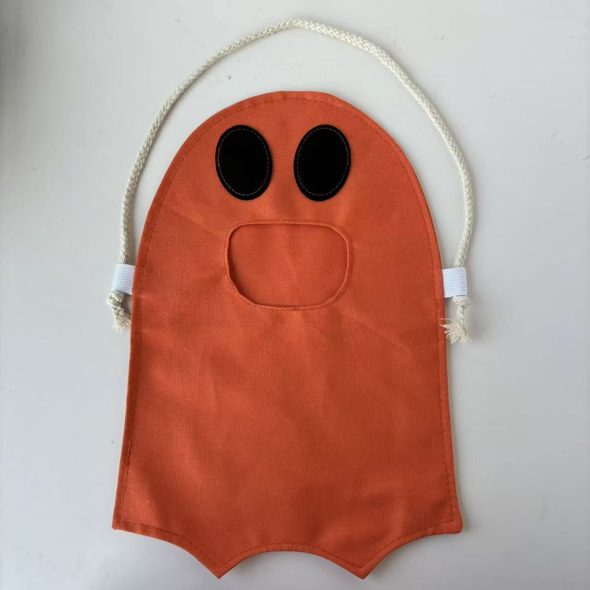 Halloween Ghost Candy Treat Bag for Kids, DIY Adjustable Crossbody Storage Pouch, Cute Ghost Trick‑or‑Treat Sling Bag for Halloween Party, Pumpkin Orange