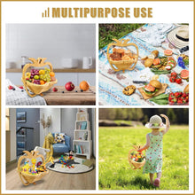 Pineapple Shaped Collapsible Bamboo Fruit Basket, Foldable Fruit Bowl Holder & Snack Dry Fruit Storage Basket, Decorative Serving Tray for Kitchen, Holiday Party, Christmas & Halloween Home Decor
