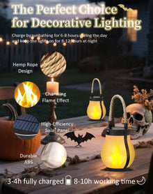 Outdoor solar lights - Solar garden lighting - Solar lantern - Dancing flame outdoor solar lanterns waterproof lighting - Hemp rope flame lamp - For camping garden patio garden halloween decoration (1 piece)