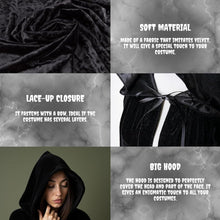 Luxury Black Hooded Coat - 170cm / XXL - Carnival Halloween Costume - Black Velour Coat - Hat - Adults - Dress Up - Costume Cape - Gothic - Fantasy - Halloween Suit - Carnival Clothing - Women and Men