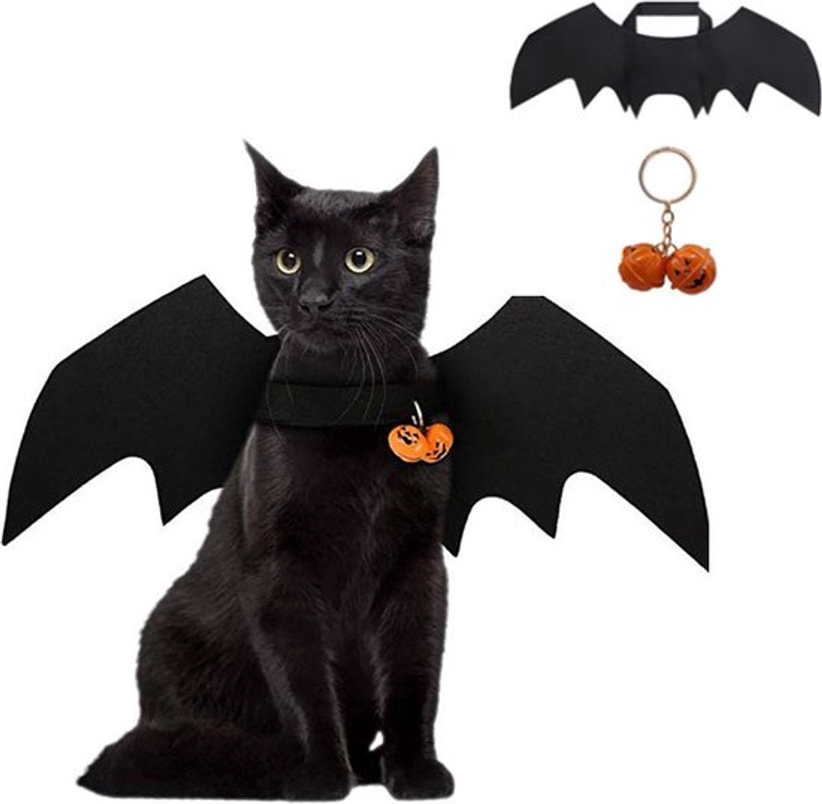 Dog Costume - Dog Halloween Costume With Pumpkin Bell - Clothing For Dogs - Cat Clothing - Funny Dog Suit - Halloween Bat Wings - Halloween Rug For Dog Or Cat - Size M - Animal Clothing - Halloween