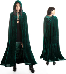 Luxury Green Hooded Coat - 170cm / XXL - Halloween Carnival Costume - Green Velour Coat - Hat - Adults - Dress Up - Costume Cape - Gothic - Fantasy - Halloween Suit - Carnival Clothing - Women and Men