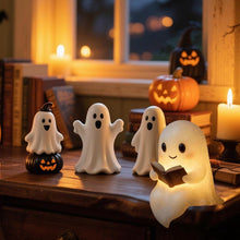 Halloween Cute Ghost Reading Lamp - Halloween Ghost Night Light - Halloween Decoration - Ghost Reading Book Lamp - Ghost Decoration - 3D LED Halloween Cute Ghost Figurine Fireplace Chimney Decoration for Home - 15 cm - Warmly Illuminated