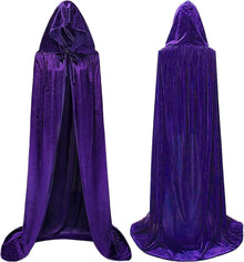 Luxury Purple Hooded Coat - 170cm / XXL - Carnival Halloween Costume - Purple Velour Coat - Hat - Adults - Dress Up - Costume Cape - Gothic - Fantasy - Halloween Suit - Carnival Clothing - Women and Men