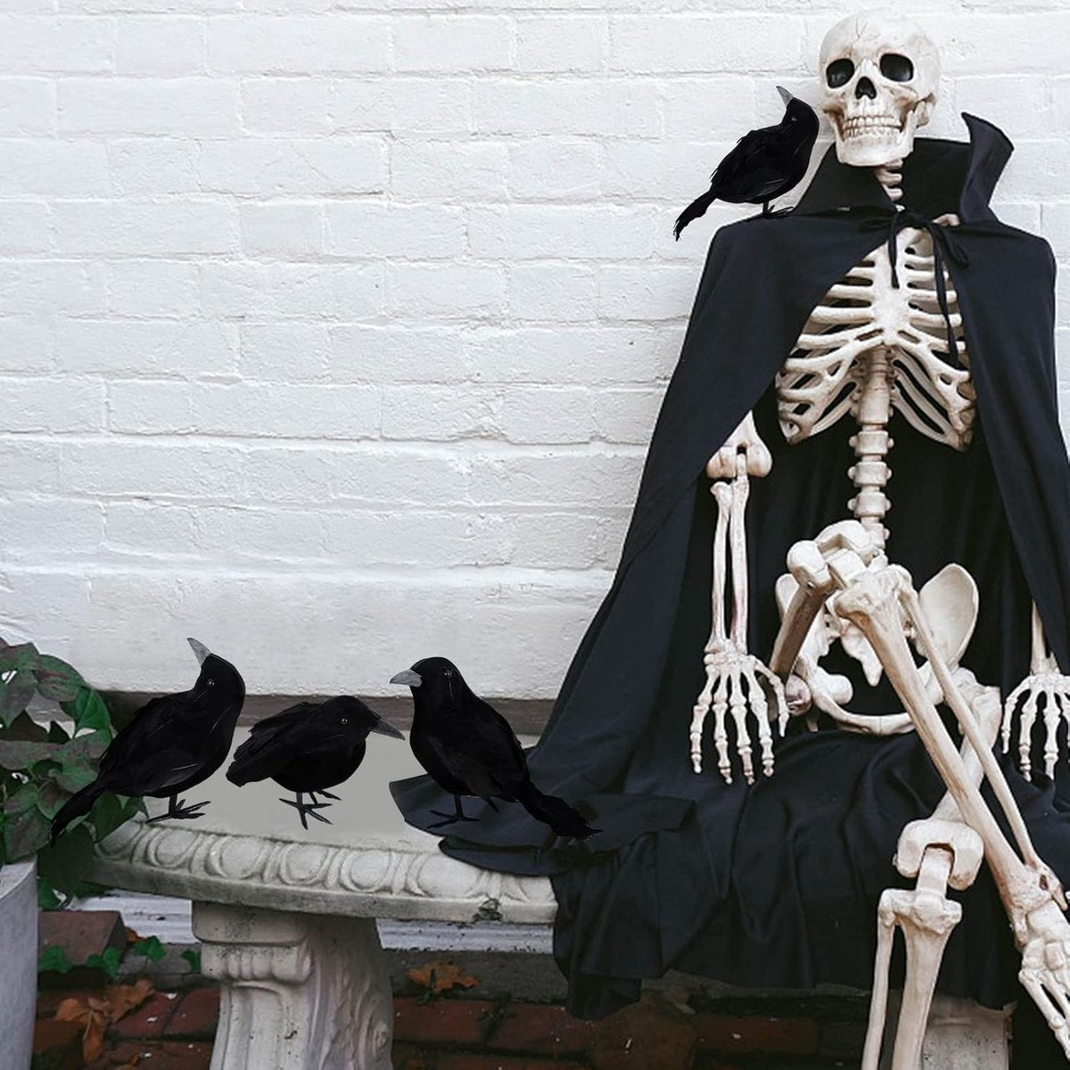 Crow - 3-piece - Halloween - Halloween Decoration - Pigeon Repeller Crow - Scarecrow - Halloween crows - artificial feathered crows - realistic raven birds decorations - party Prop - for indoors / outdoors / festivals / parties / Halloween