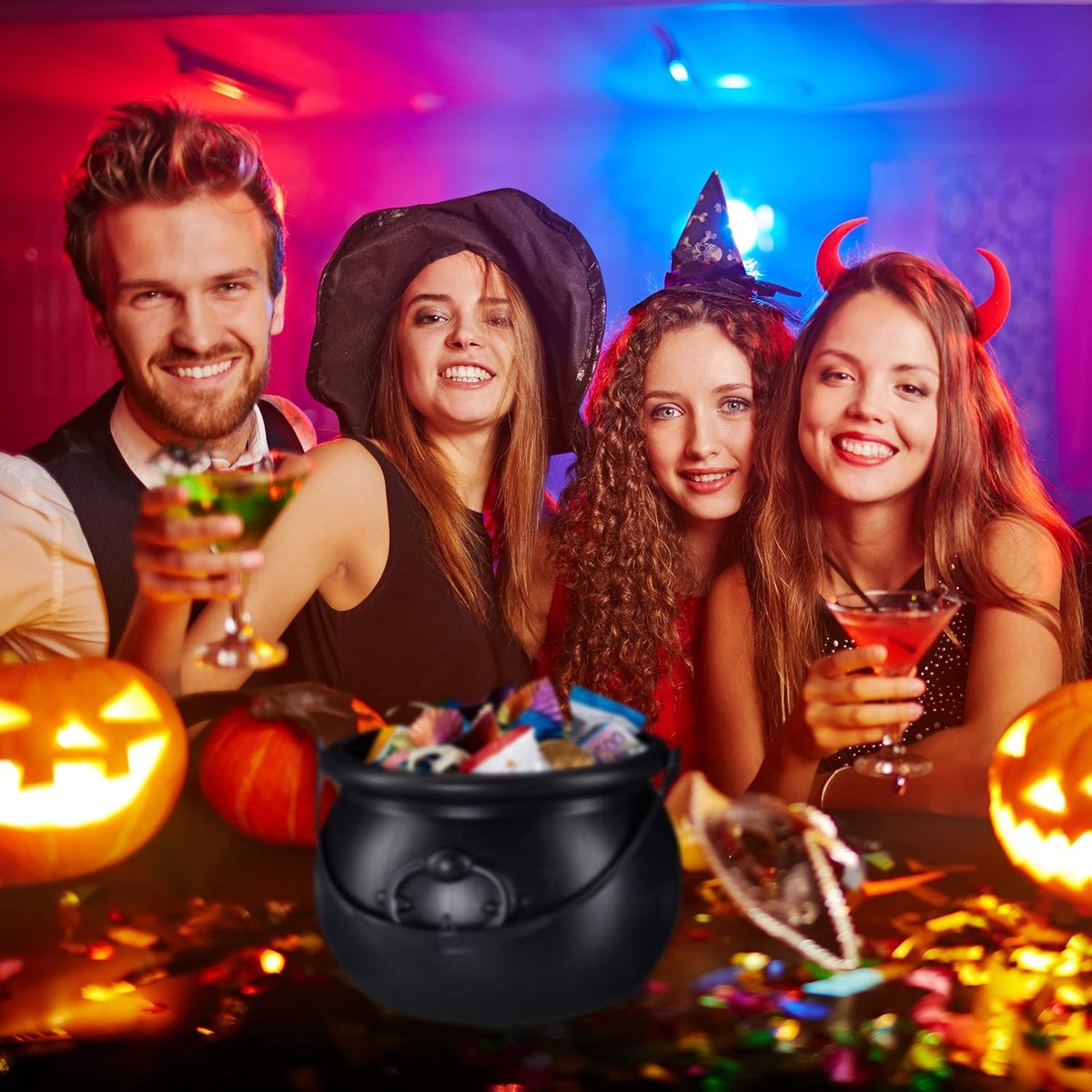 Halloween - Creative witch's cauldron - Treat buckets - witch's cooking pot - halloween bucket - Spooky candy - Treat - Candy - Decoration - Ornamentation - Halloween Decoration - for /Carnival /Party /Holiday /Halloween /Christmas（No candy）