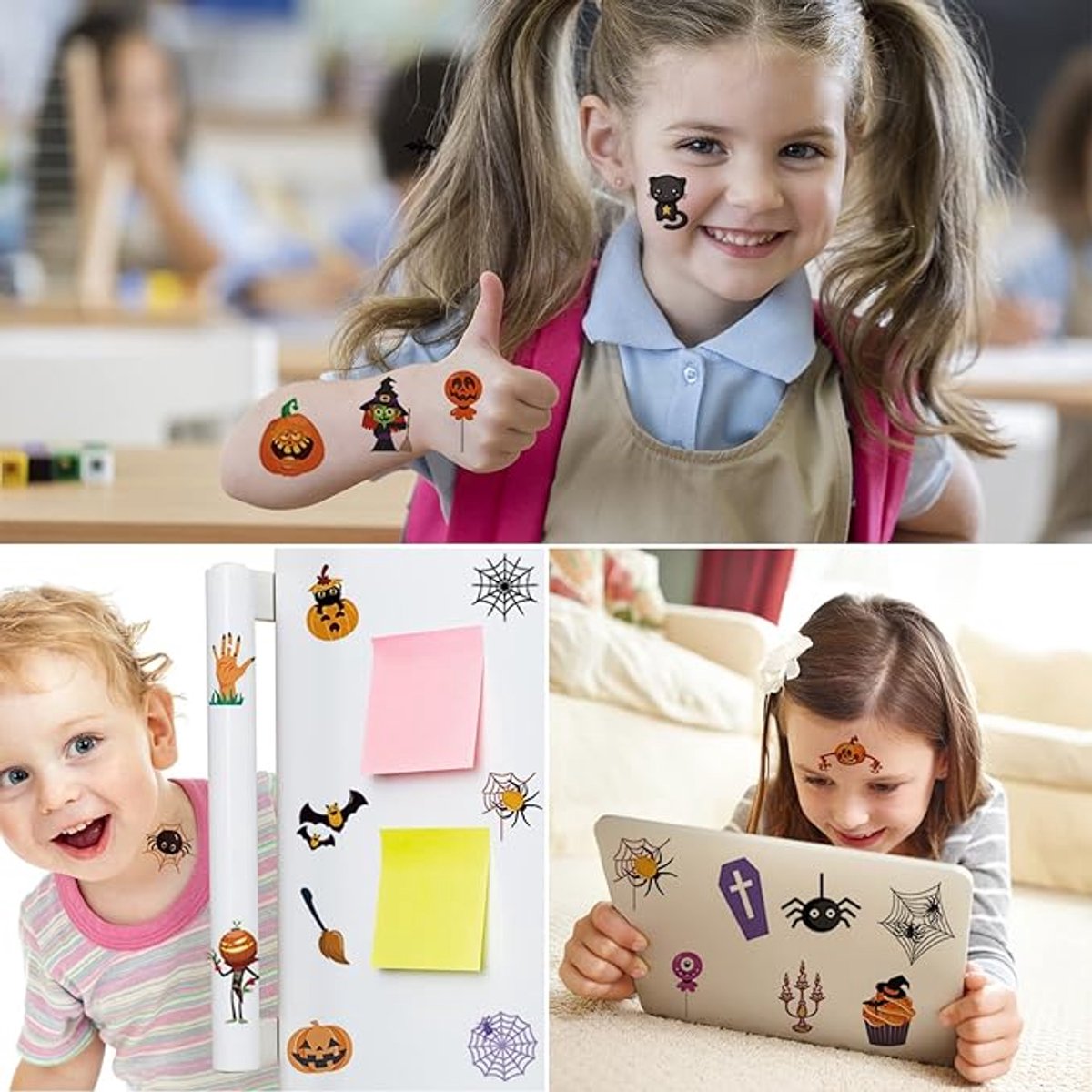 30 Sheets of Kids Halloween Tattoo Stickers - Halloween Decorations - Temporary Tattoo Stickers for Boys and Girls - Suitable for Halloween Candy - Party Bag Fillers - Halloween Stickers