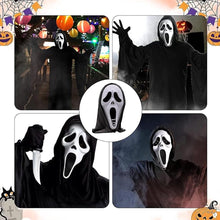 2-Piece Plastic Horror Killer Mask - Screaming Mask - Horror - Full Head Mask - Ghost Face Creates a Suspenseful Atmosphere - Suitable for Carnival and Halloween - One Size Fits All