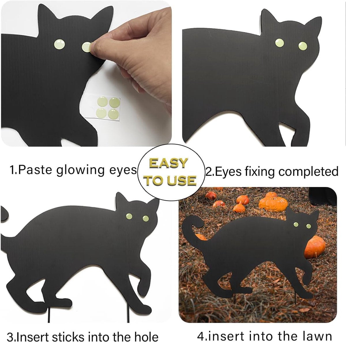 Halloween - 3-piece - Halloween Decoration - Decoration - Black Cat - Yard Signs Decorations - Scary Halloween Garden Signs - Garden Decoration - Outdoor Decor - for Home / Party / Festival / Christmas / Christmas / Halloween