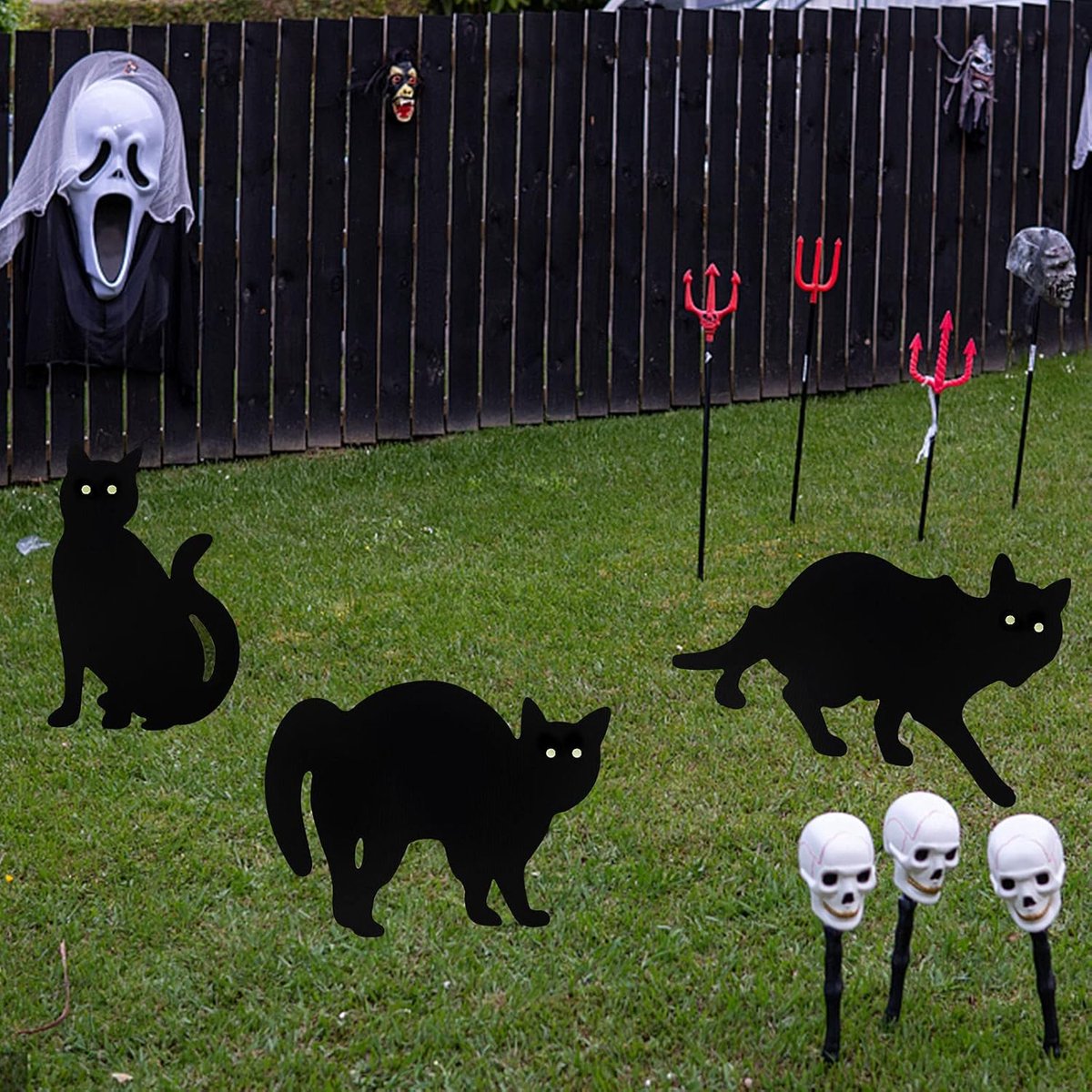 Halloween - 3-piece - Halloween Decoration - Decoration - Black Cat - Yard Signs Decorations - Scary Halloween Garden Signs - Garden Decoration - Outdoor Decor - for Home / Party / Festival / Christmas / Christmas / Halloween