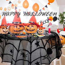 Tablecloth - 102 cm - Halloween tablecloth - table runner - round tablecloth - Halloween table decoration - black round lace spiderweb tablecloth - Interior decoration - lace tablecloth - Halloween party ornament - for Kitchen, Dining Table, Party Supplie
