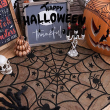 Tablecloth - 102 cm - Halloween tablecloth - table runner - round tablecloth - Halloween table decoration - black round lace spiderweb tablecloth - Interior decoration - lace tablecloth - Halloween party ornament - for Kitchen, Dining Table, Party Supplie