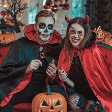 Red Halloween cape - alloween cosplay costume - Unisex reversible cape with hood - robe - Grim Reaper's Cape - vampire cape - Black and red double layer cape - long masquerade cape - Pirate cape - black and red witch cape