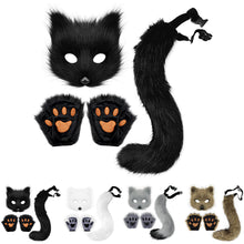 Therian Paws Fur Mask and Tail Set White Halloween Cat Costume Party
