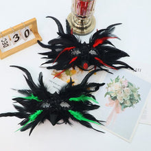 Mask - New for Halloween - Gothic Style - Mask with Decorative Feather Lace - Devil's Horn Mask - Role-playing Prop