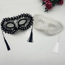 Masks - Halloween Half Face Pearl Lace Ribbon Mask - Masquerade Cosplay Party - Photography Props - 2 Items