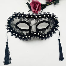 Masks - Halloween Half Face Pearl Lace Ribbon Mask - Masquerade Cosplay Party - Photography Props - 2 Items