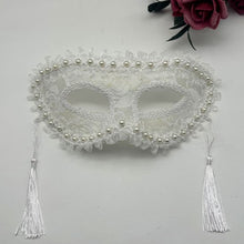 Masks - Halloween Half Face Pearl Lace Ribbon Mask - Masquerade Cosplay Party - Photography Props - 2 Items