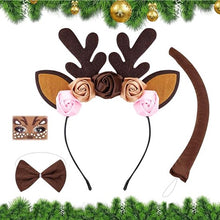 Headband - Elk Ears - Great for a Masquerade - Christmas Reindeer Headband and Tail - Perfect for Winter, Holidays, Halloween, Parties and Cosplay Costumes