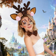 Headband - Elk Ears - Great for a Masquerade - Christmas Reindeer Headband and Tail - Perfect for Winter, Holidays, Halloween, Parties and Cosplay Costumes
