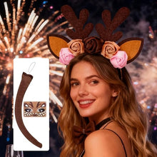 Headband - Elk Ears - Great for a Masquerade - Christmas Reindeer Headband and Tail - Perfect for Winter, Holidays, Halloween, Parties and Cosplay Costumes