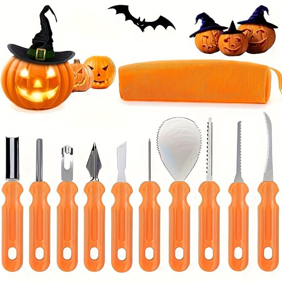 10-Piece Jack-O'-Lantern Cutting Knife Set - Halloween - Baking Tools - Clay Stainless Steel Cutter