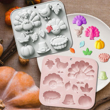 2 Pack Fall Thanksgiving Chocolate Silicone Molds, Autumn Pumpkin Turkey Leaves Silicone Molds Baking Soap for Halloween Autumn Cupcake Cake Topper