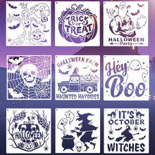 9 Pack Halloween Painting Stencils, Reusable Plastic Templates for Wood, Walls, Windows, Doors, Cards, Crafts and DIY Party Decorations