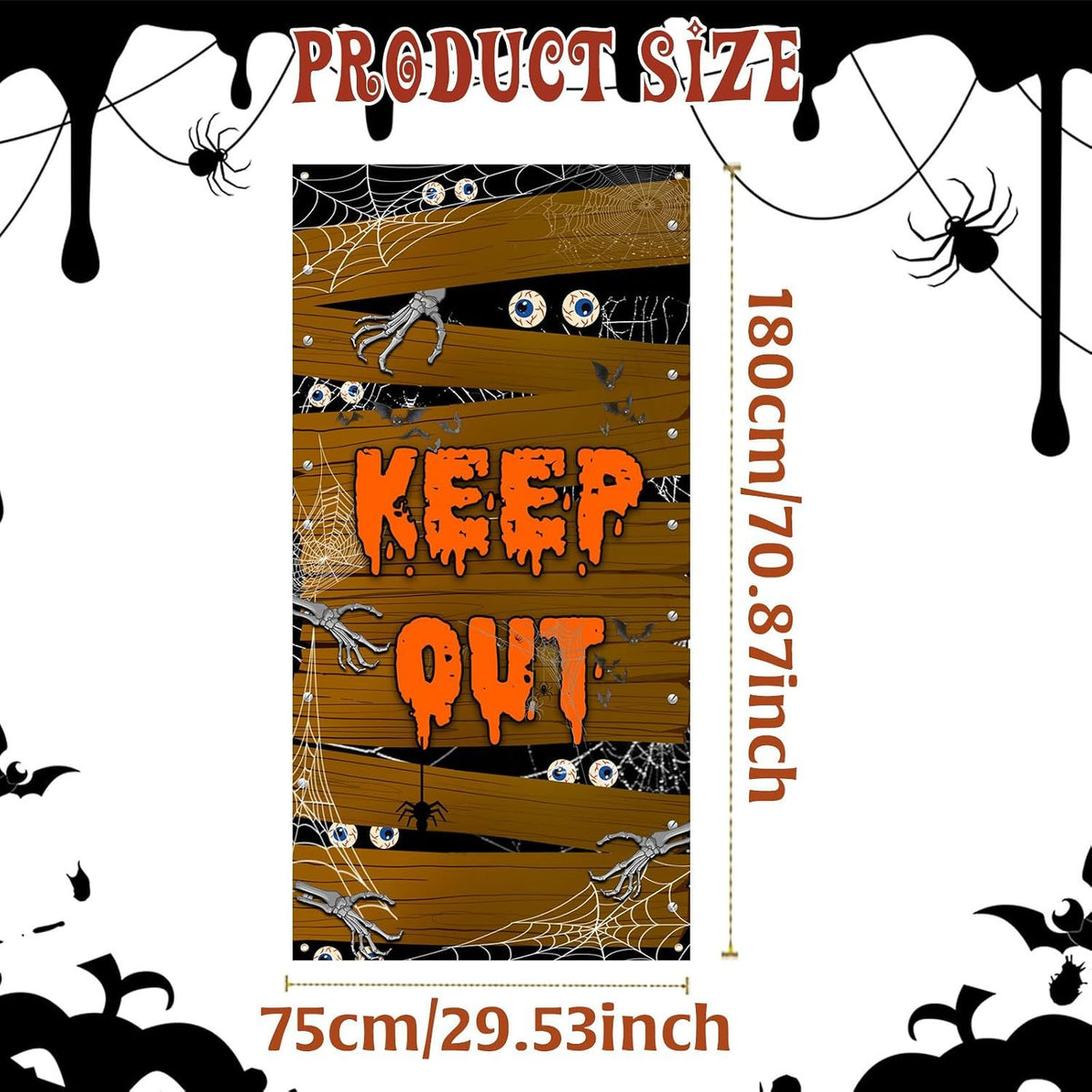 Halloween Door Cover, Scary Fabric Door Decoration for Indoor and Outdoor Halloween Parties, Front Door, Porch and Wall Decor