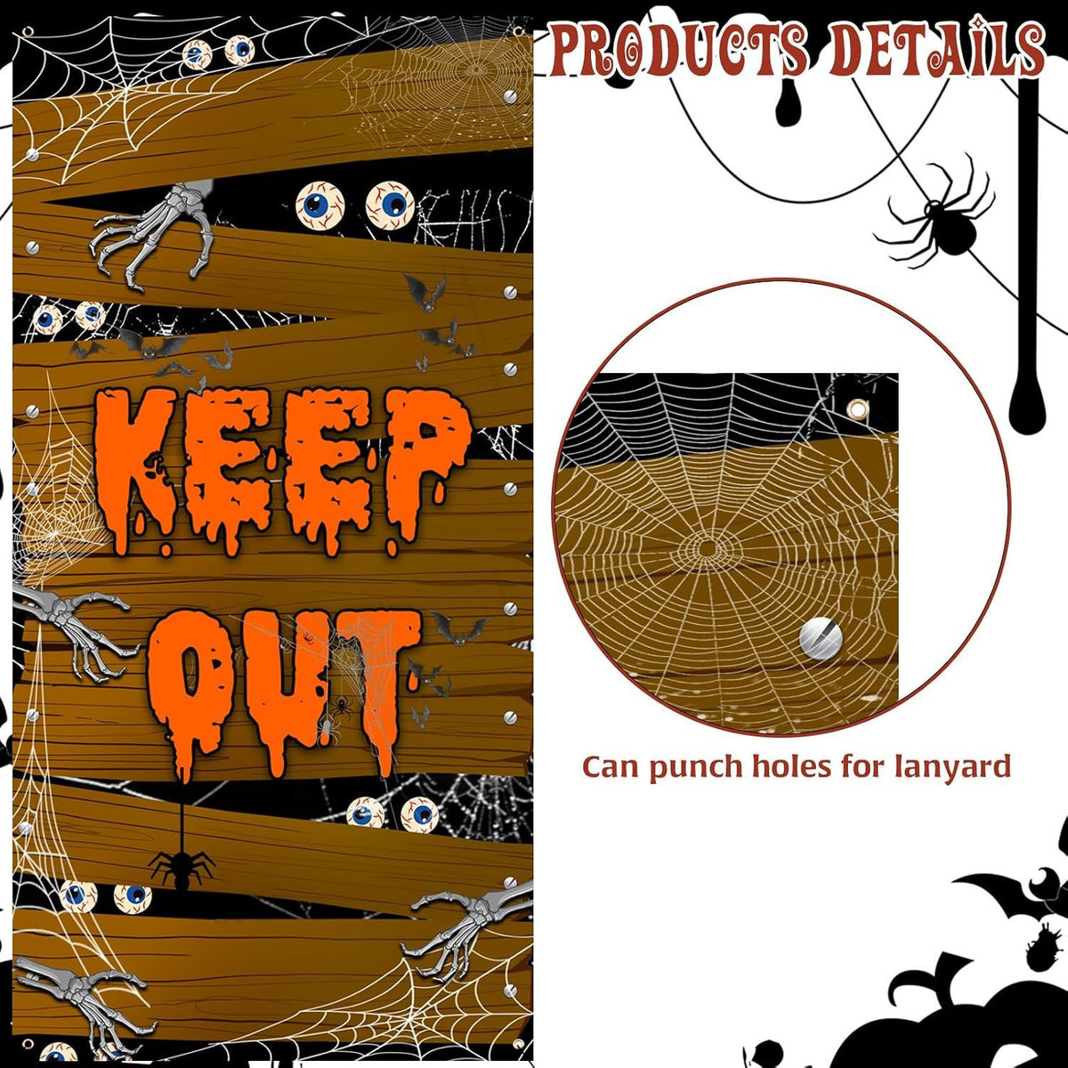 Halloween Door Cover, Scary Fabric Door Decoration for Indoor and Outdoor Halloween Parties, Front Door, Porch and Wall Decor