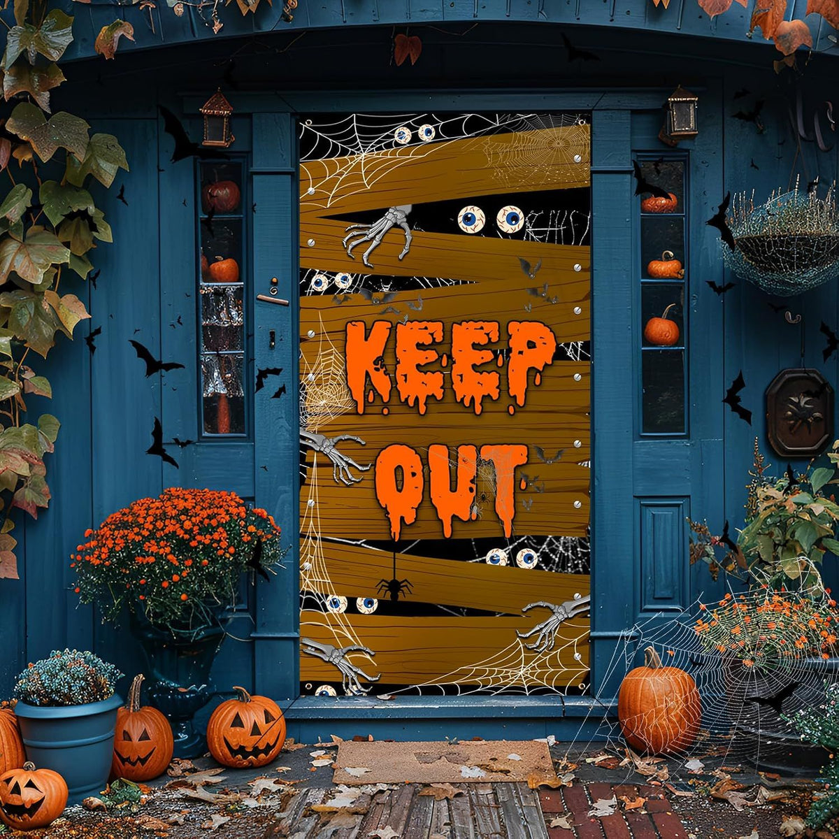 Halloween Door Cover, Scary Fabric Door Decoration for Indoor and Outdoor Halloween Parties, Front Door, Porch and Wall Decor