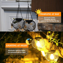 2 Pack Outdoor Solar Lights, Waterproof LED Hanging Lanterns with Warm White Light for Garden, Patio, Halloween and Christmas Decor