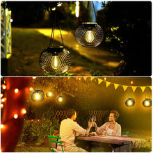 2 Pack Outdoor Solar Lights, Waterproof LED Hanging Lanterns with Warm White Light for Garden, Patio, Halloween and Christmas Decor
