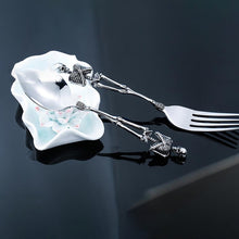 Stainless Steel Skeleton Skull Spoon and Fork Flatware Tableware Gifts for Halloween Easter and Christmas (Spoon) B