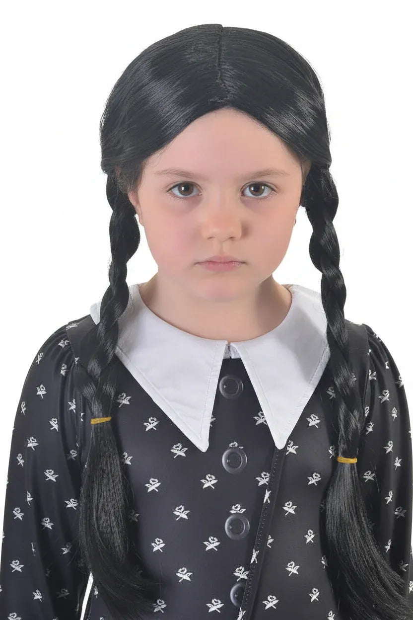 Plaited Wednesday Addams Girls Halloween Costume Wig