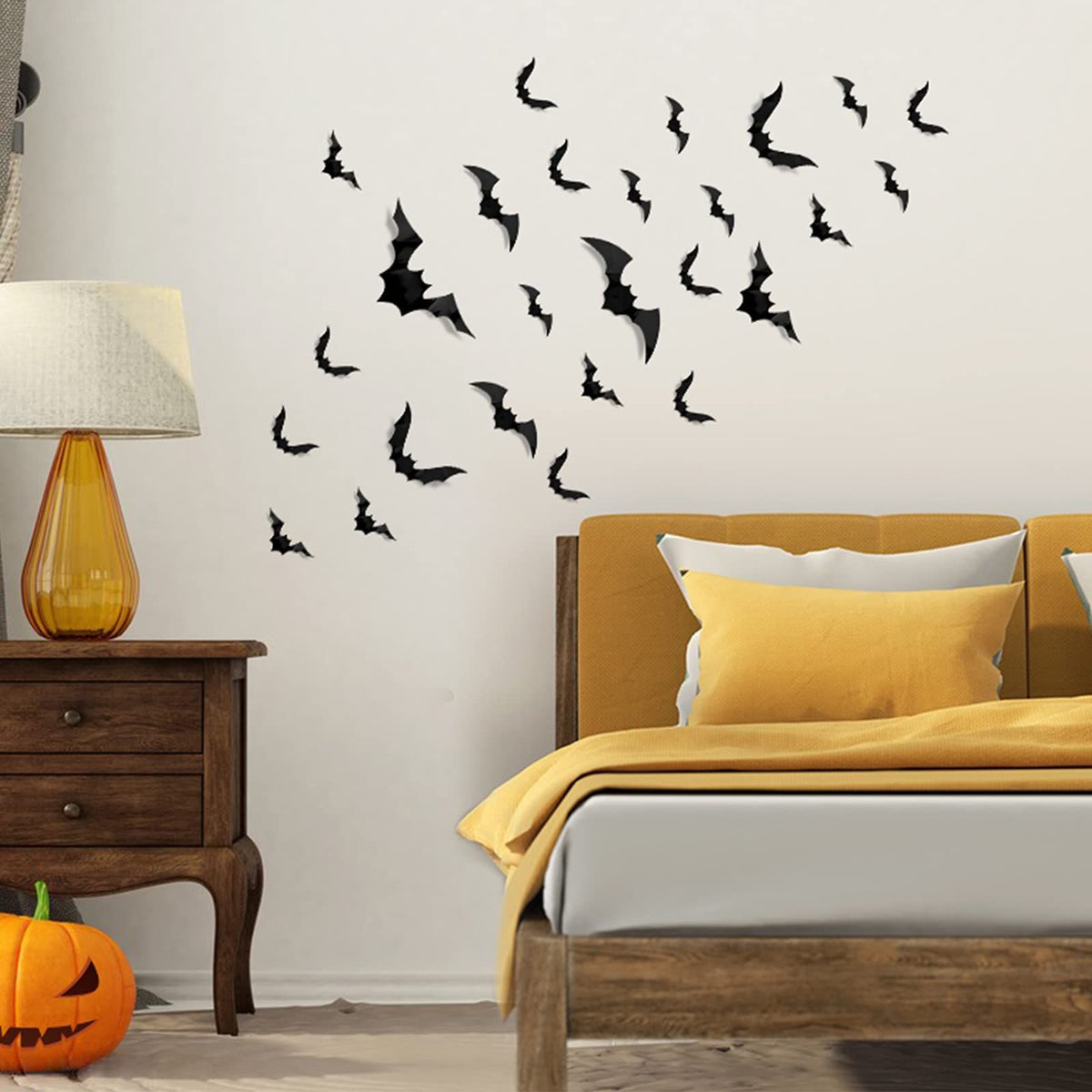 3pcs Halloween Decoration Indoor PVC 3D Horror Bat Wall Decoration DIY Halloween Bat Decoration Stickers for Home Decoration