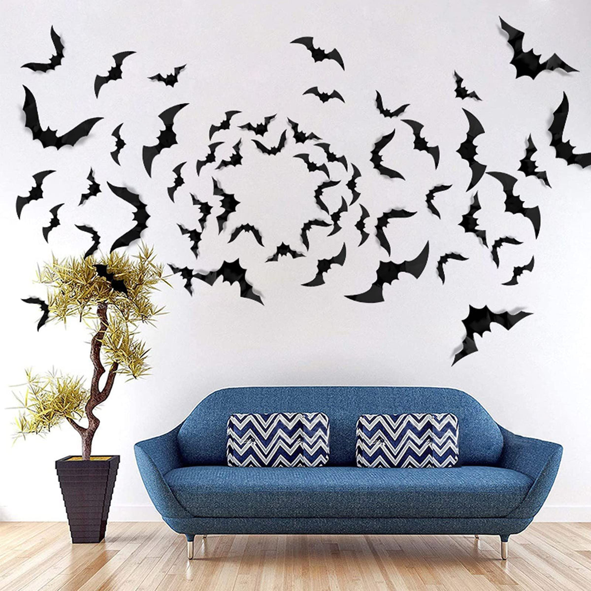 3pcs Halloween Decoration Indoor PVC 3D Horror Bat Wall Decoration DIY Halloween Bat Decoration Stickers for Home Decoration