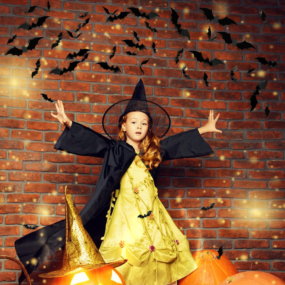 3pcs Halloween Decoration Indoor PVC 3D Horror Bat Wall Decoration DIY Halloween Bat Decoration Stickers for Home Decoration