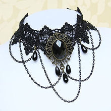 Black Sexy Lace Choker Necklaces Gothic Tassel Collar Choker Halloween Party Accessories for Women