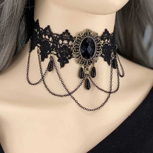 Black Sexy Lace Choker Necklaces Gothic Tassel Collar Choker Halloween Party Accessories for Women