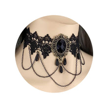 Black Sexy Lace Choker Necklaces Gothic Tassel Collar Choker Halloween Party Accessories for Women