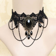 Black Sexy Lace Choker Necklaces Gothic Tassel Collar Choker Halloween Party Accessories for Women