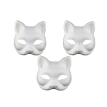 Cat Mask, 3PCS Masks White Cat Masks Blank DIY Halloween Mask Animal Half Facemasks Masquerade Cosplay Party