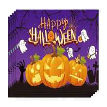 20 Pack Purple Halloween Napkins, Happy Halloween Guest Napkins, Disposable Pumpkin Black Cat Paper Napkins, Ideal for Halloween Table Dinner Decorations, Halloween Party Supplies